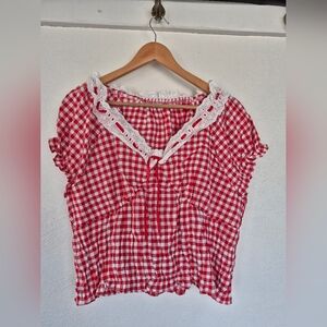 Gingham Cottagecore Octoberfest Style Top Size XL